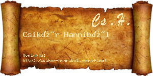 Csikár Hannibál névjegykártya